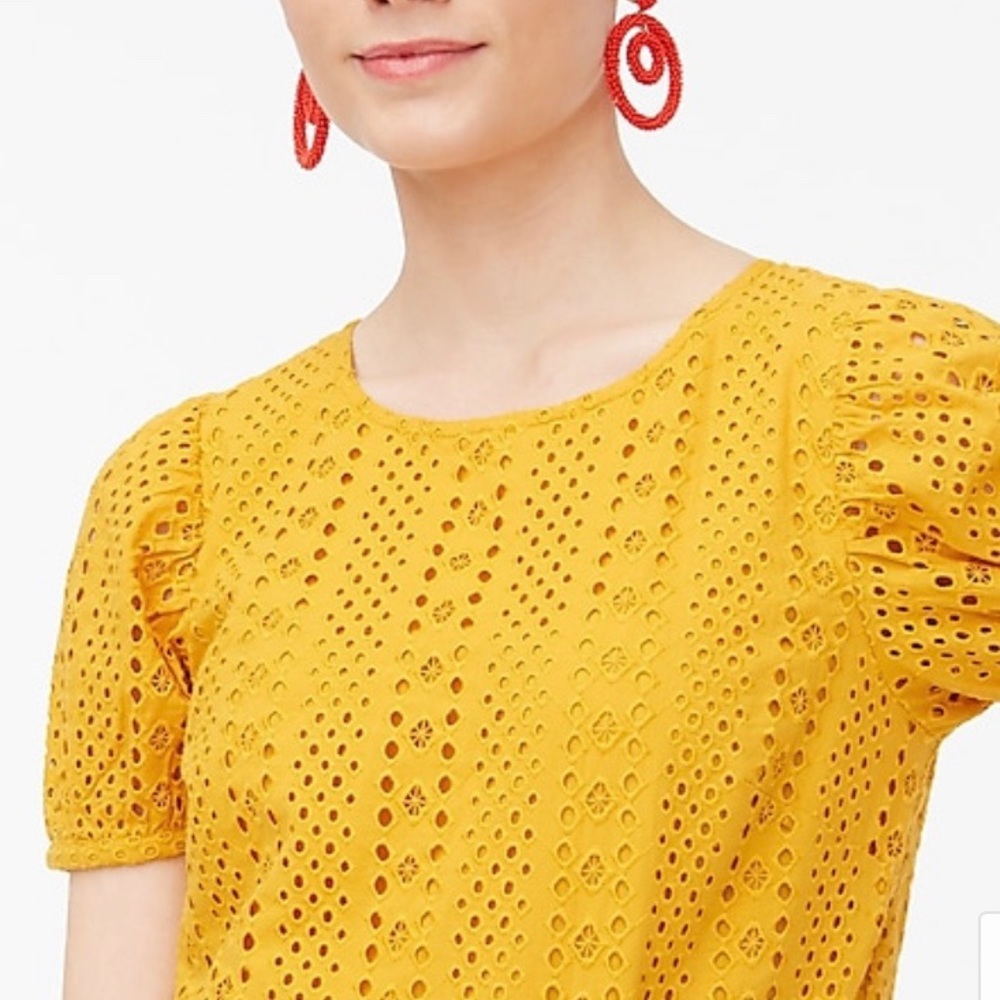 J. Crew Factory eyelet top with puff sleeves